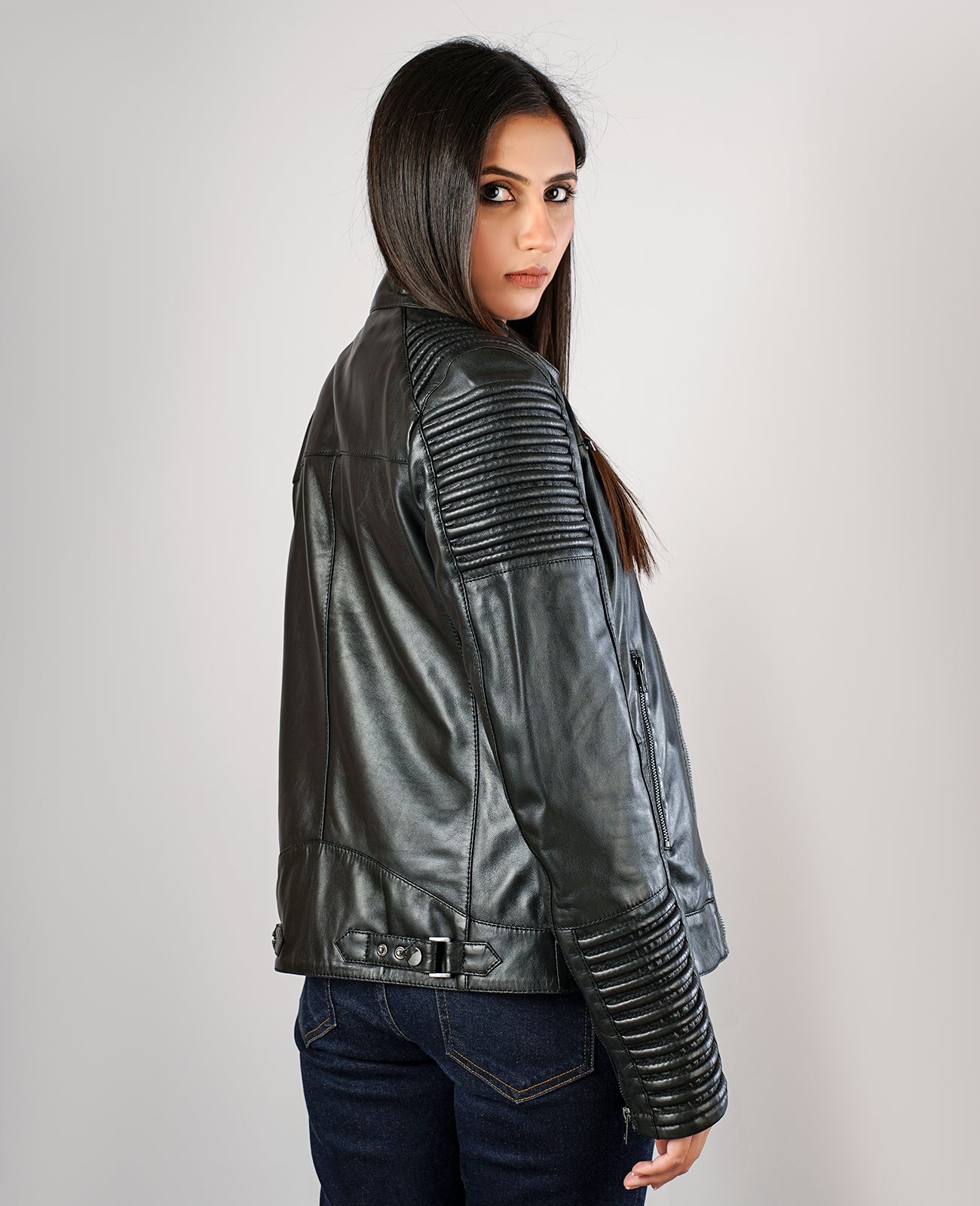 Rave Black Leather Biker Jacket