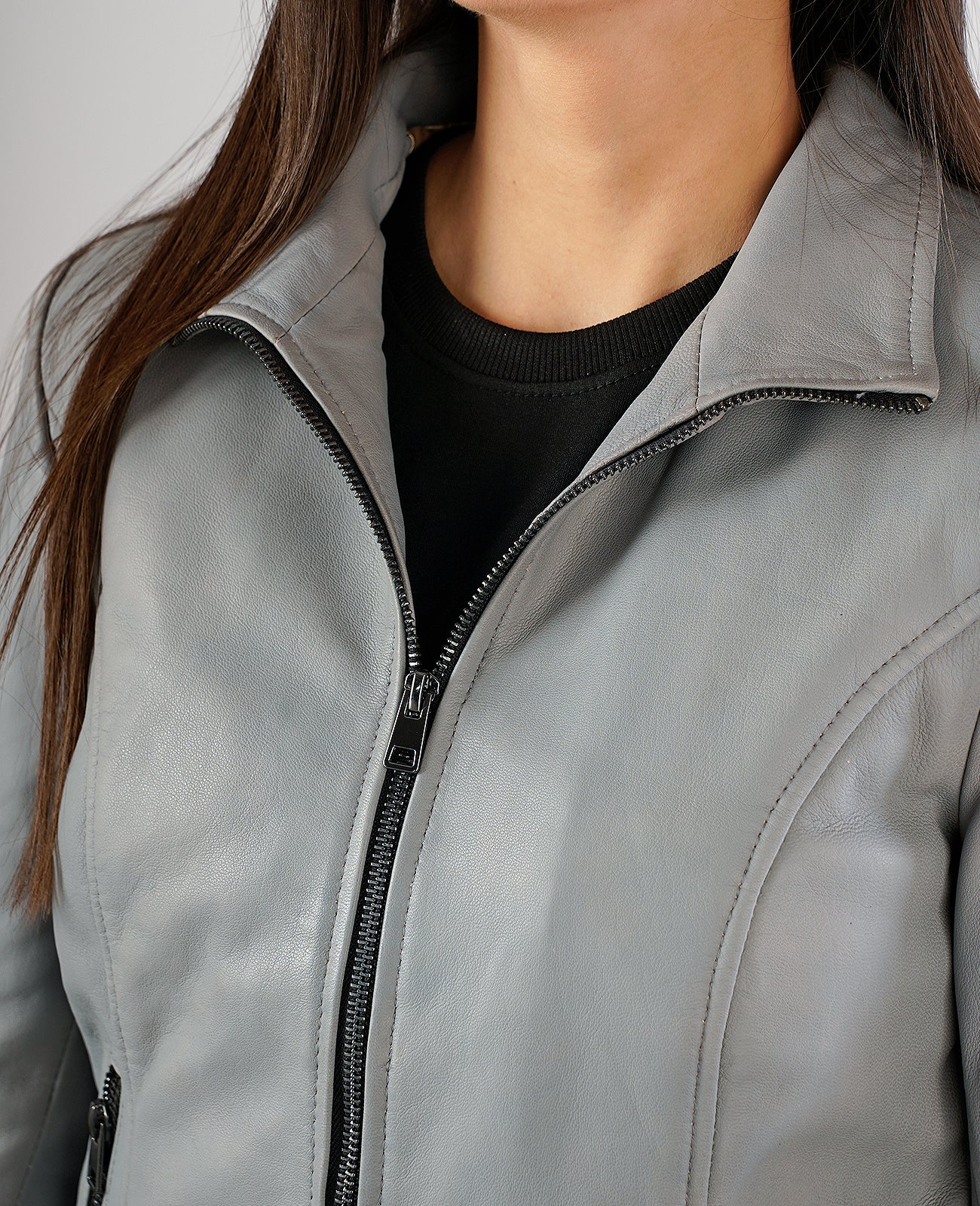 Adalyn Quilted Black Leather Biker Jacket