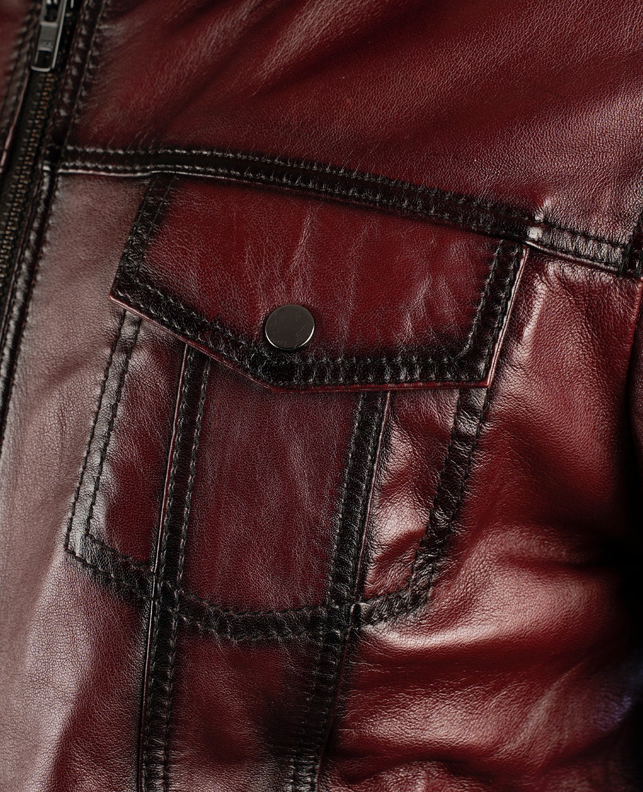 Dallis Brown Leather Shearling Trucker Jacket