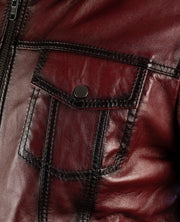 Dallis Brown Leather Shearling Trucker Jacket