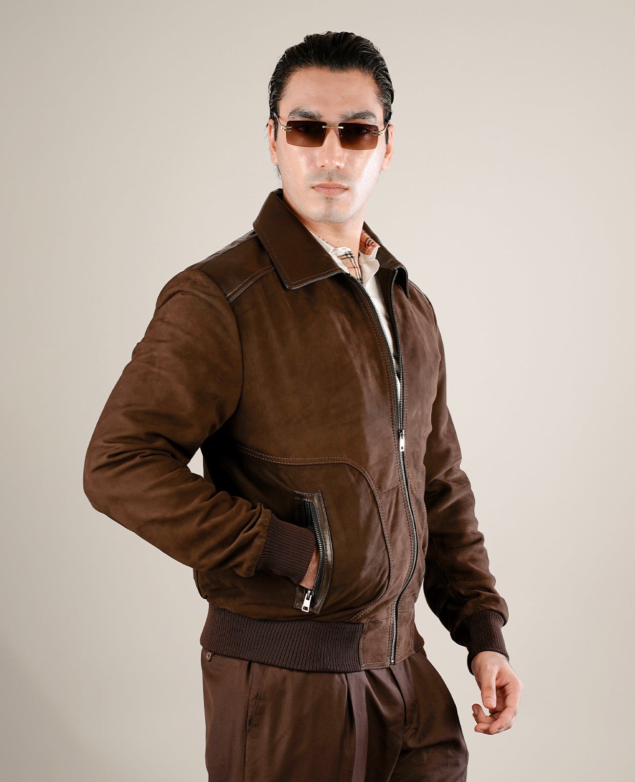 Dean Brown Leather Biker Jacket