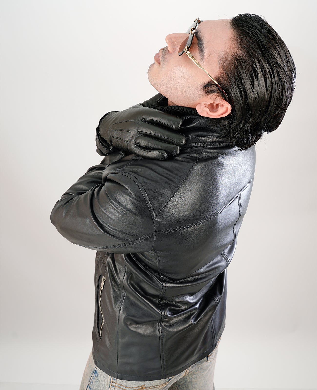 Columbus Black Leather Bomber Jacket