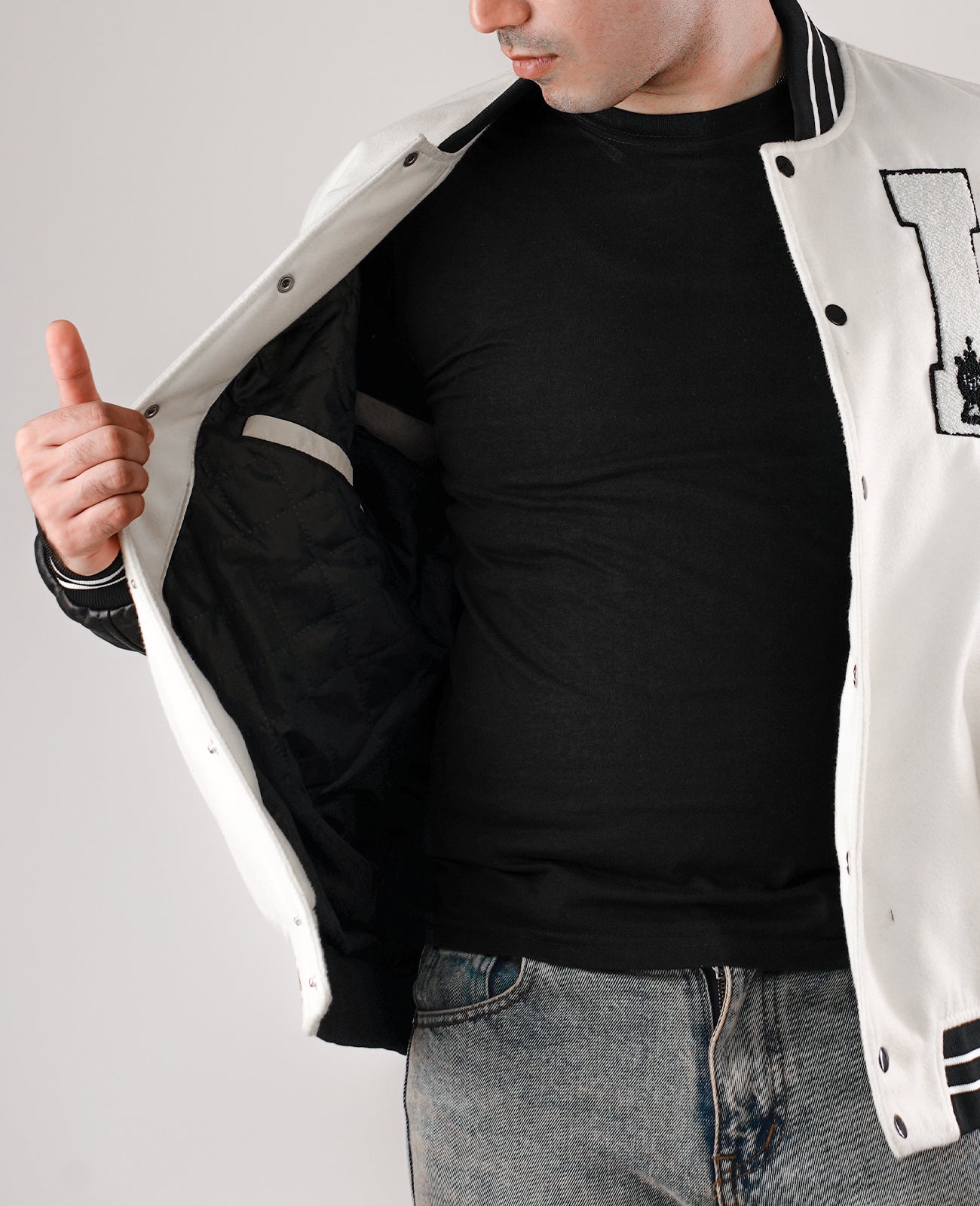 Randolf Silver Black Leather Biker Jacket