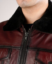 Dallis Brown Leather Shearling Trucker Jacket