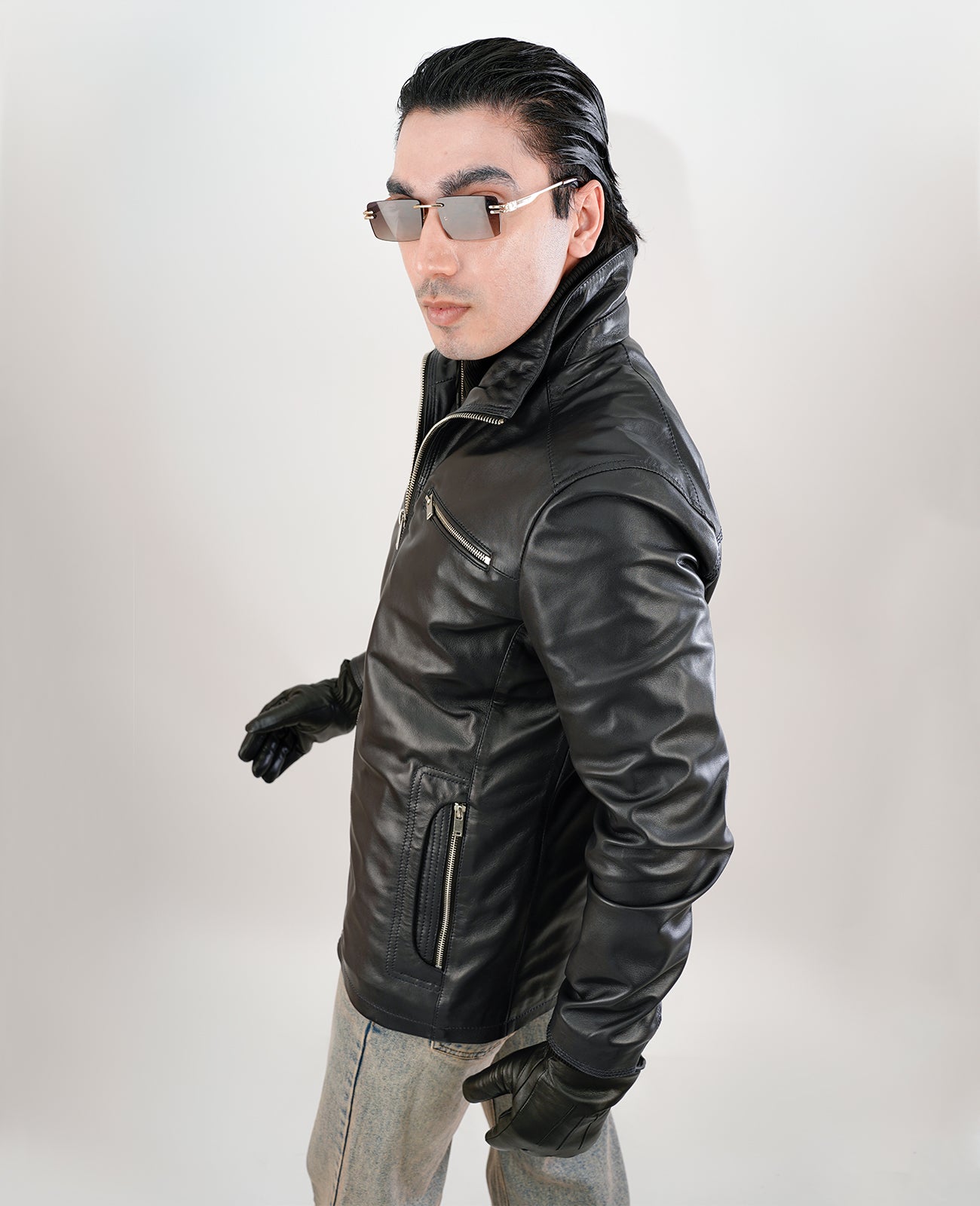 Columbus Black Leather Bomber Jacket