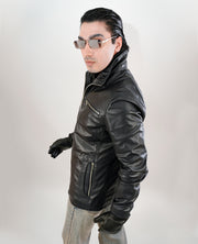 Columbus Black Leather Bomber Jacket