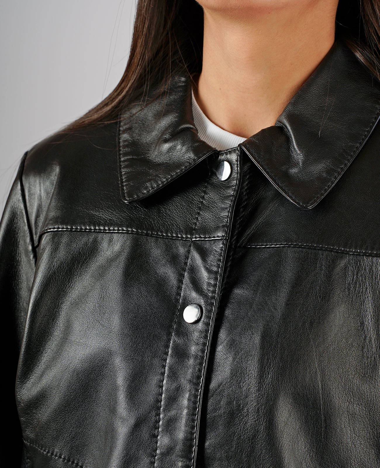 Zenith BlackLeather Shirt Jacket