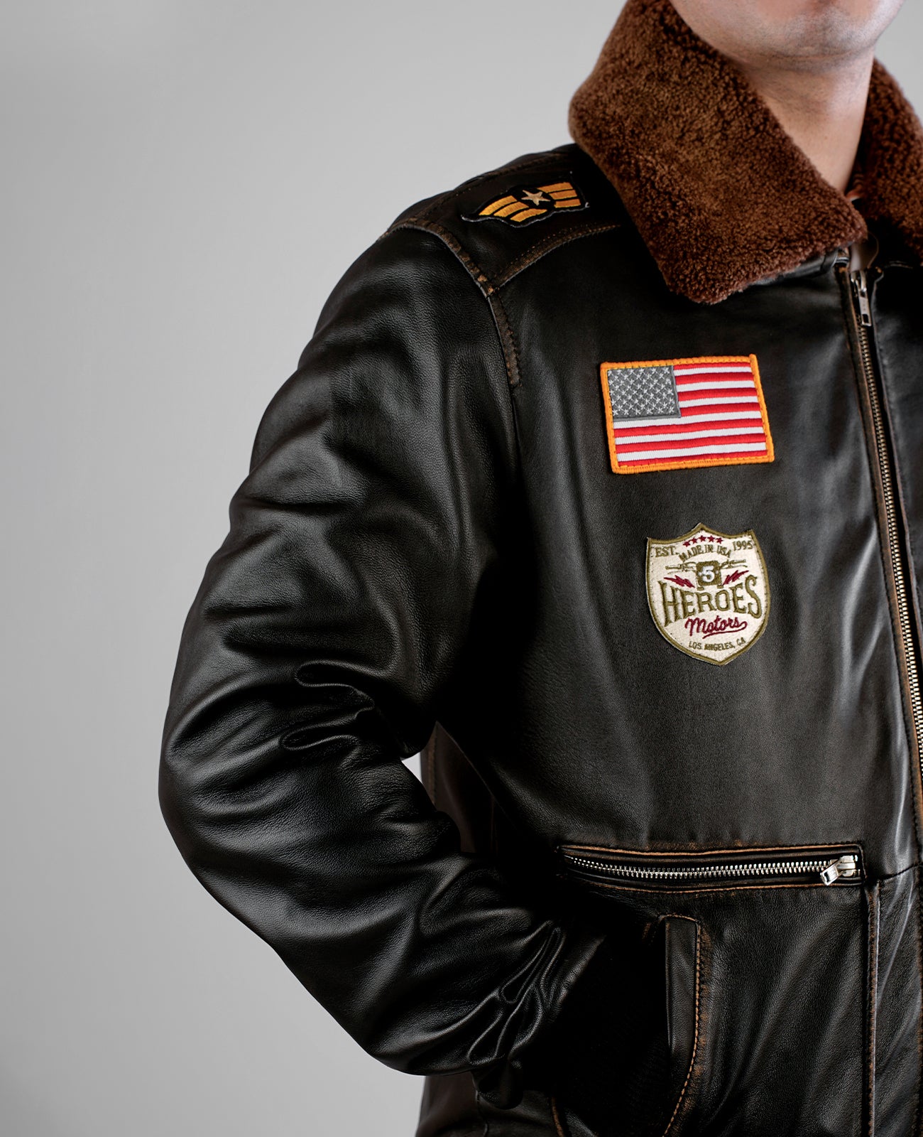 Coffmen Black A2 Leather Bomber Jacket