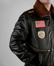 Coffmen Black A2 Leather Bomber Jacket