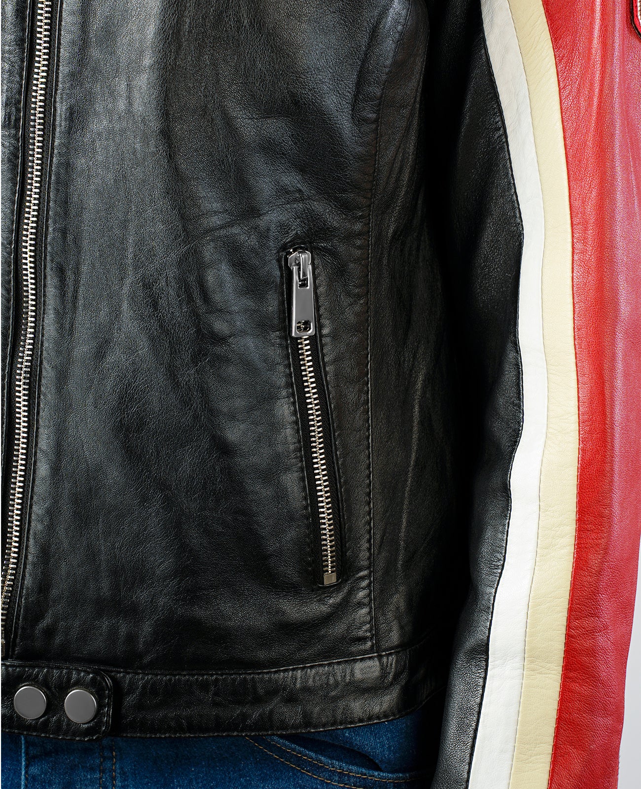Rumy Maroon Leather Biker Jacket