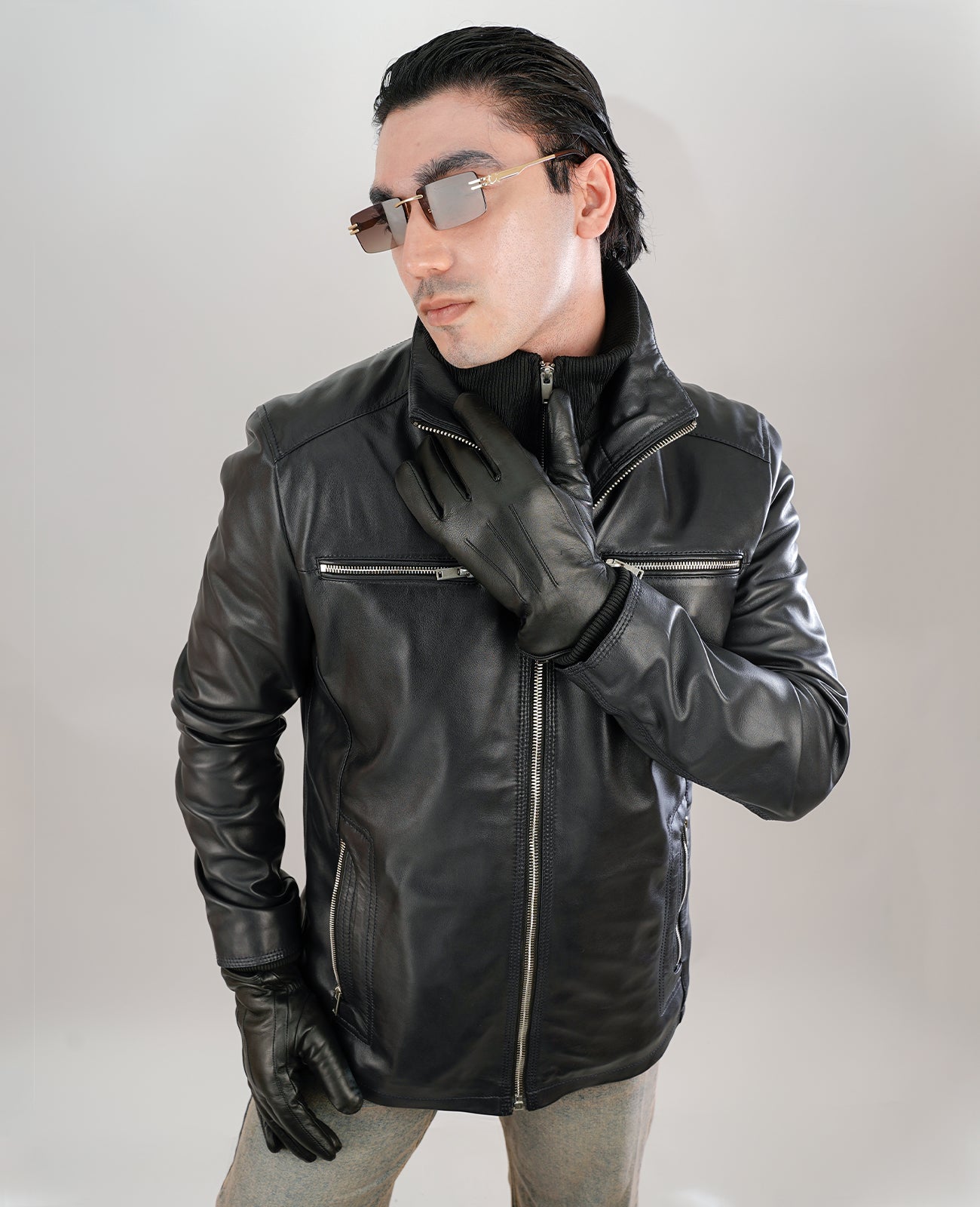 Columbus Black Leather Bomber Jacket