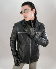 Columbus Black Leather Bomber Jacket