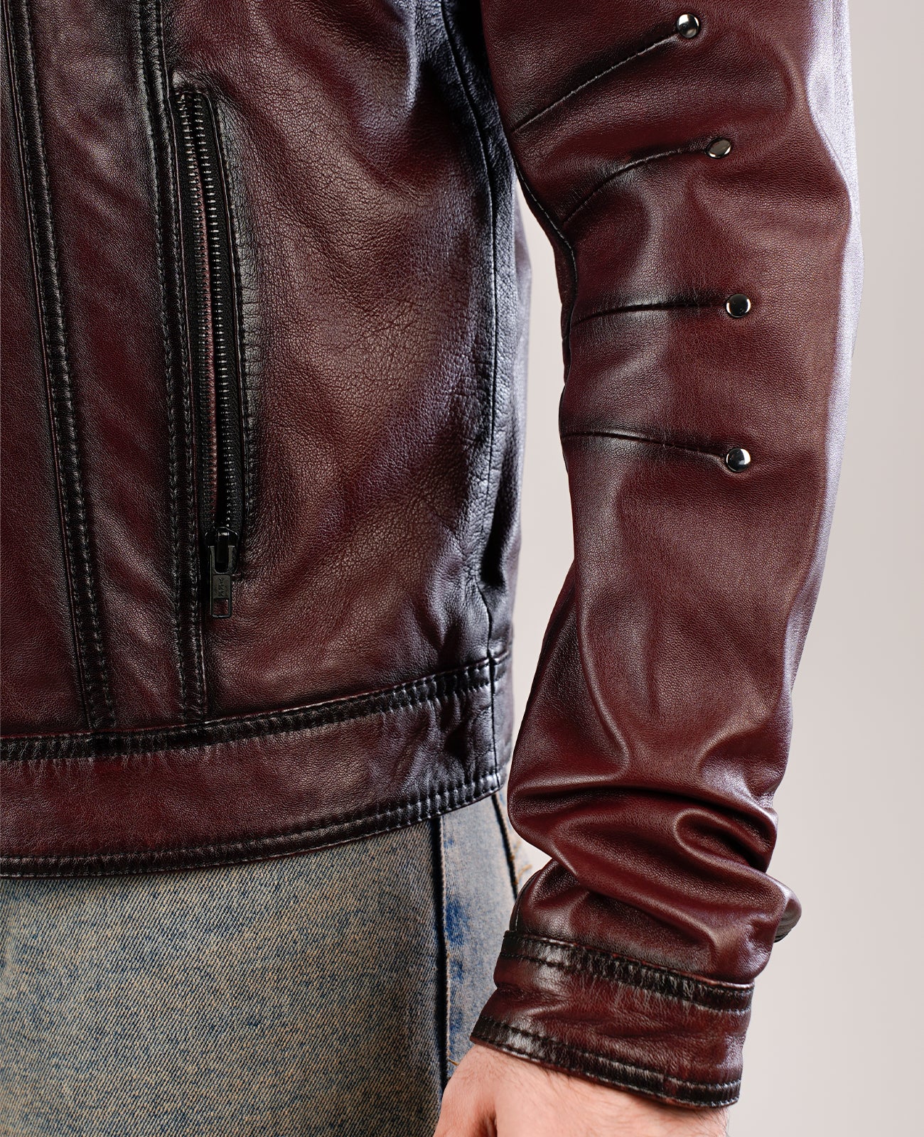 Dallis Brown Leather Shearling Trucker Jacket