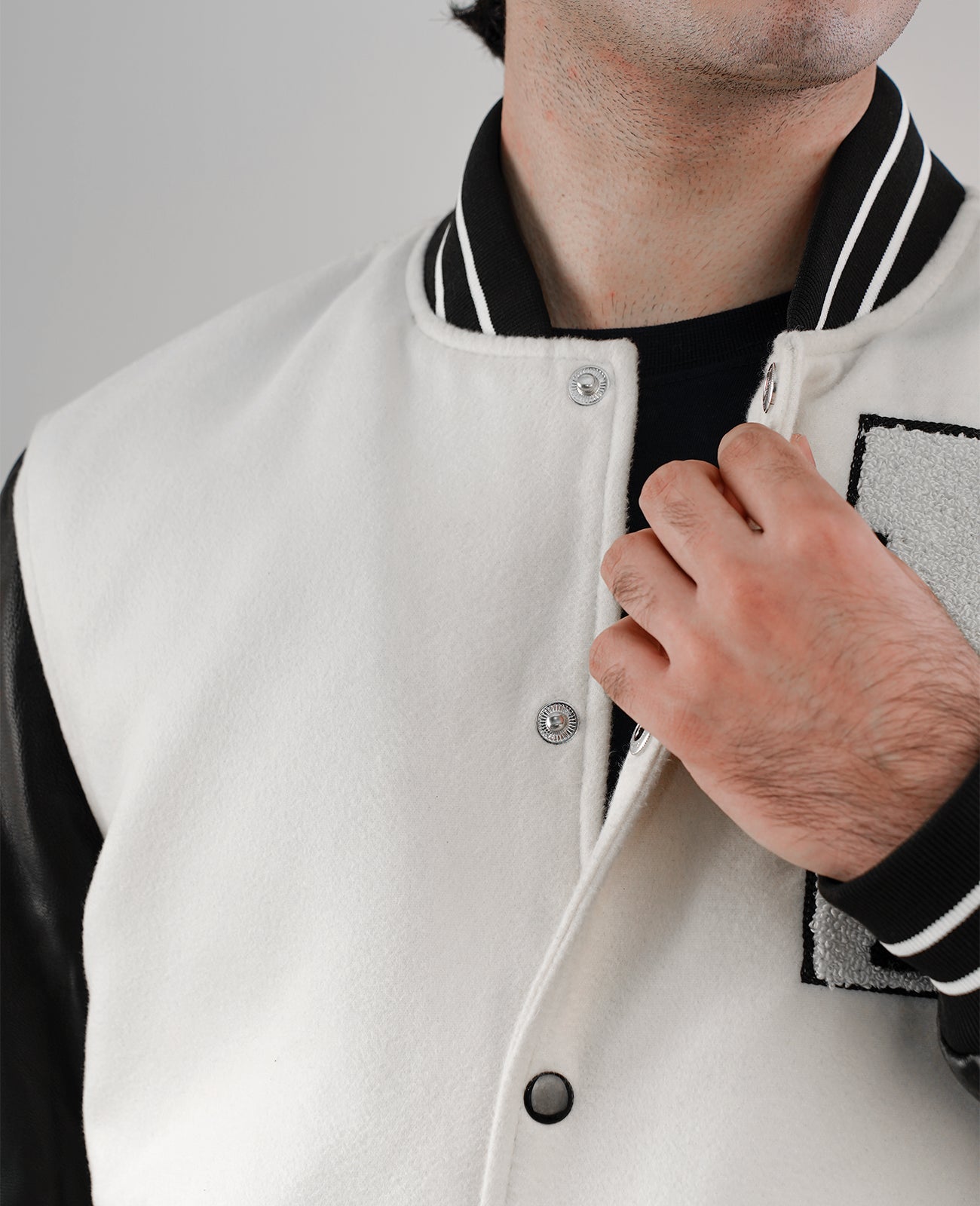 Randolf Silver Black Leather Biker Jacket