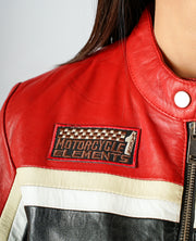 Rumy Maroon Leather Biker Jacket