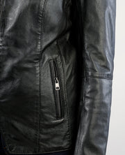 Kelsee Distressed Black Leather Biker Jacket