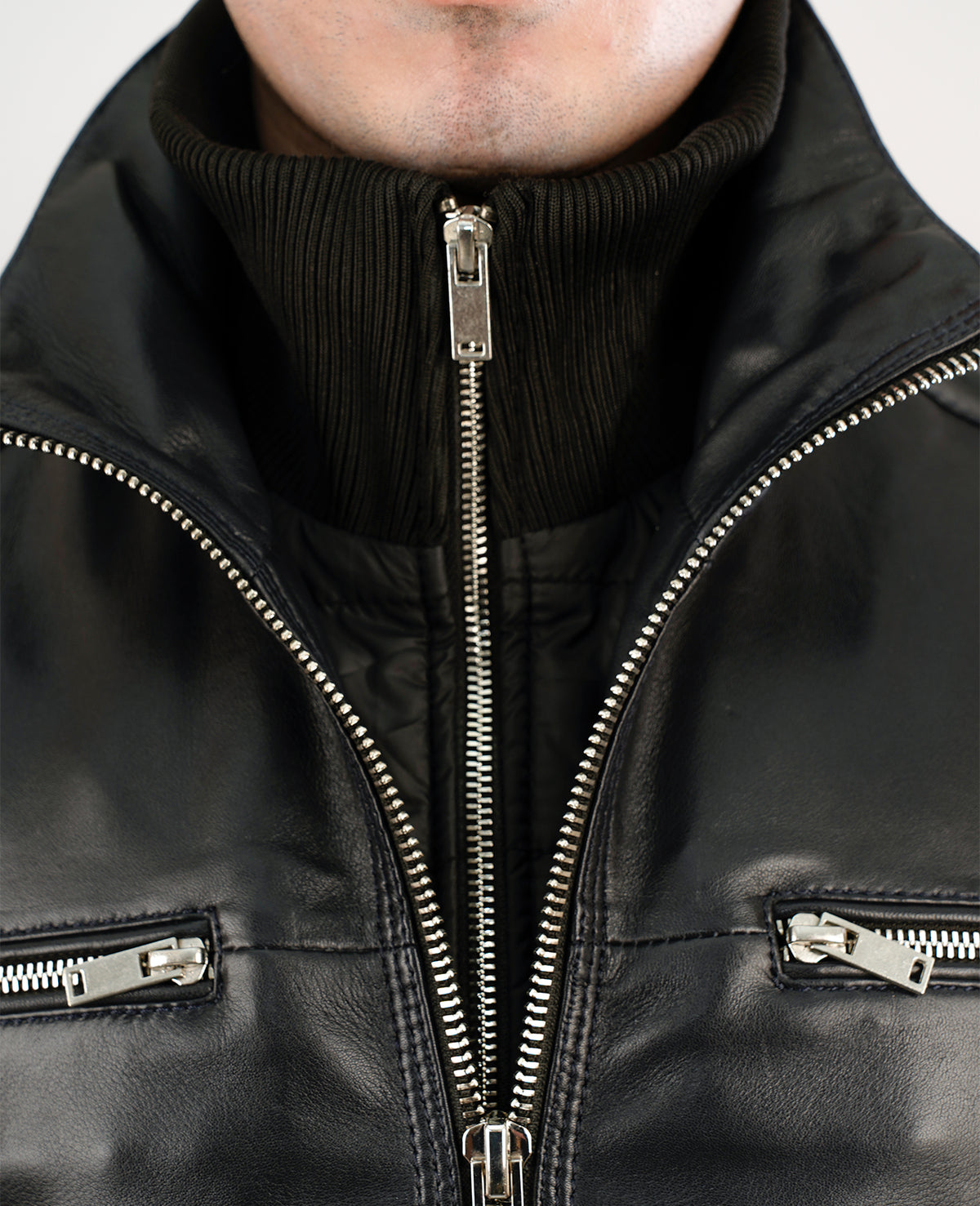 Columbus Black Leather Bomber Jacket