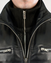 Columbus Black Leather Bomber Jacket