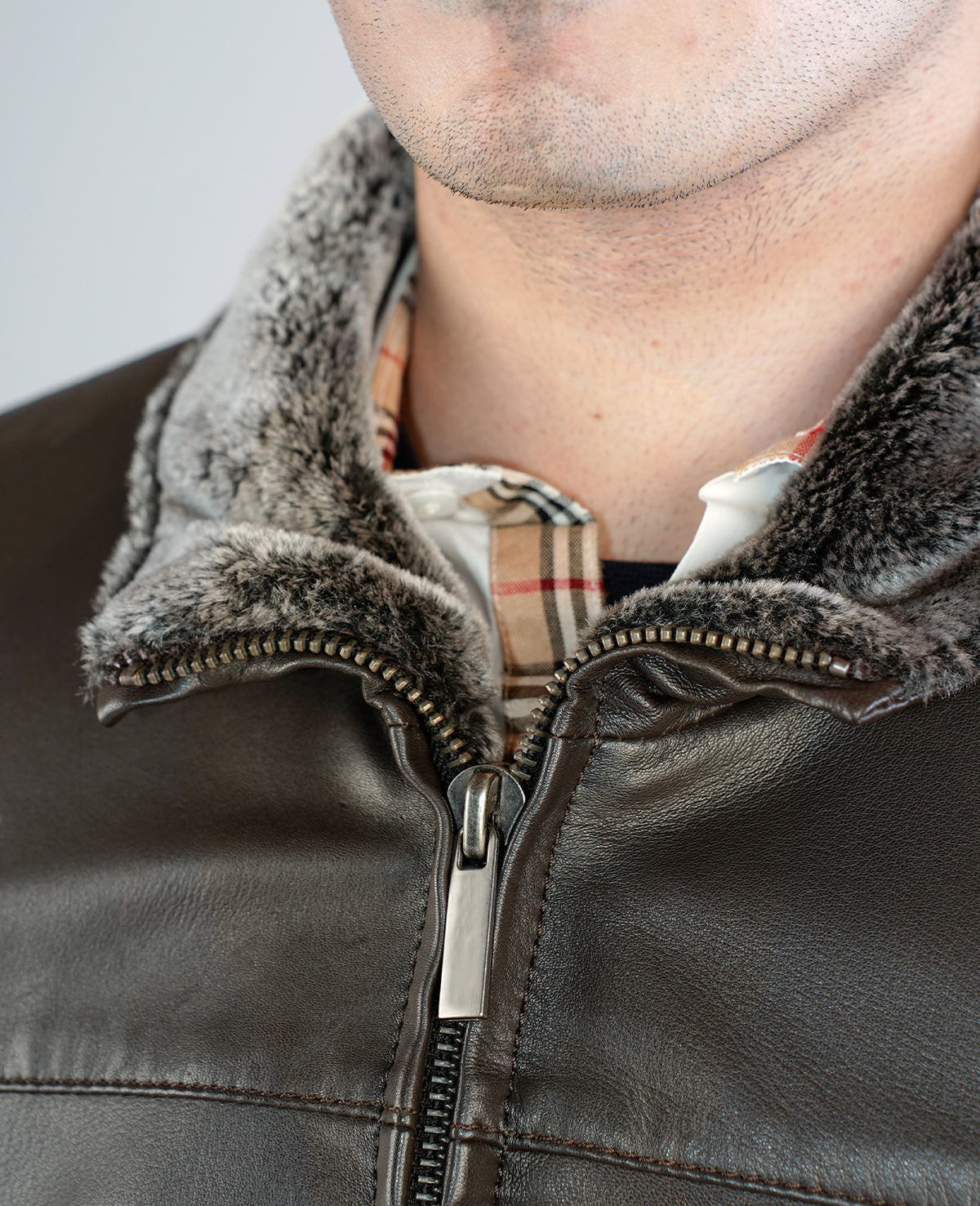 Alfred Brown Leather Bomber Jacket