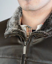 Alfred Brown Leather Bomber Jacket