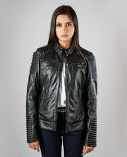 Rave Black Leather Biker Jacket