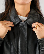 Rumella Black Leather Biker Jacket